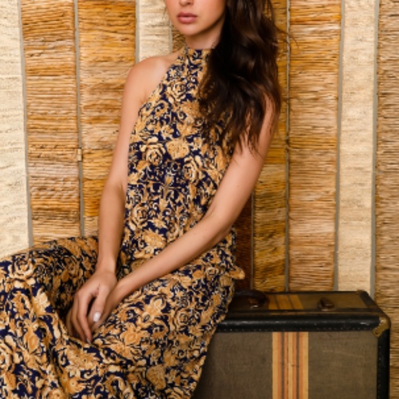 Dresses & Skirts - Regal Gold/Navy Sleeveless Maxi Dress